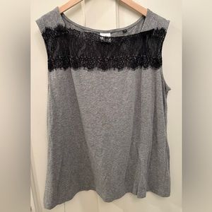 Large gray CAbi tank with black lace